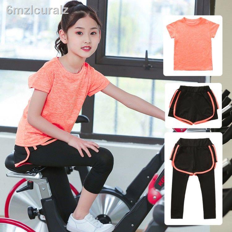 Cô gái quần áo nhanh khô bộ đồ thể thao mới mùa hè lớn thời trang trẻ em giải trí tập dục chạy yoga hai m