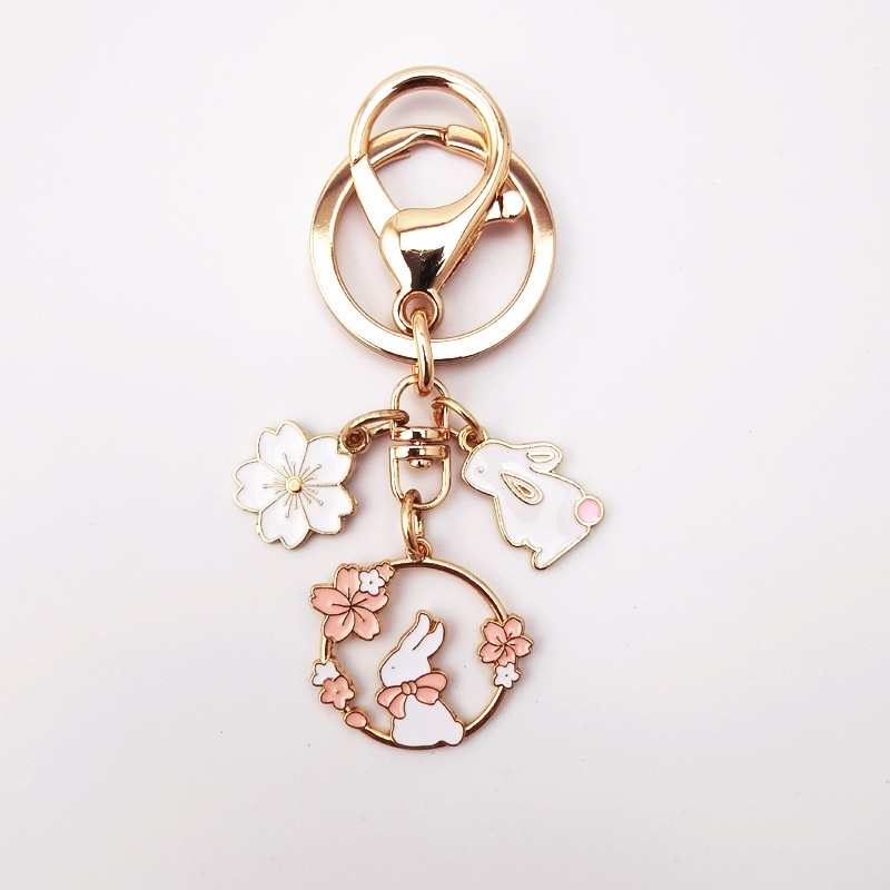 Móc Khóa Hình Vòng Hoa Anh Đào/ Thỏ Kiểu Nhật Bản Dễ Thương Sáng Tạo