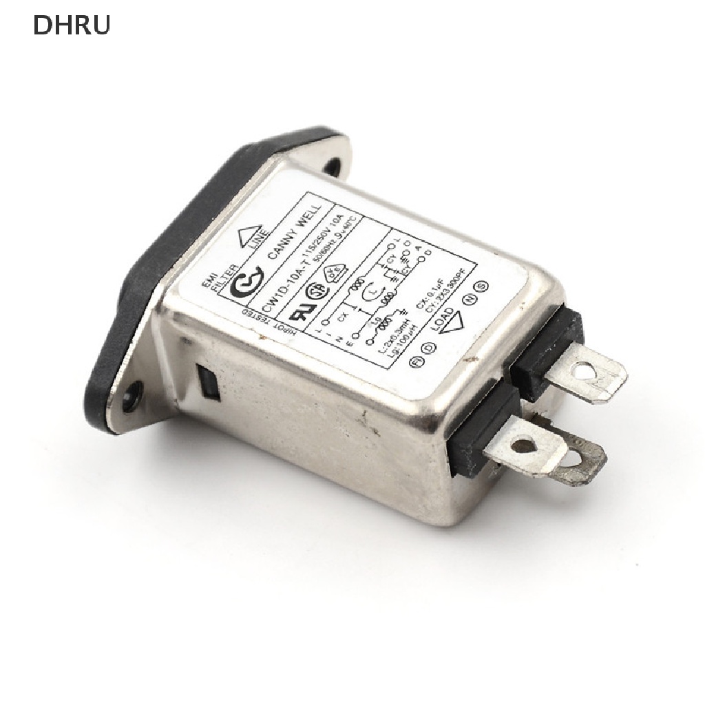 dh 1PCS EMI RFI Filter AC 250V 10A CW1D-10A-T Suppressor Power Line Noise Filter00000 br
