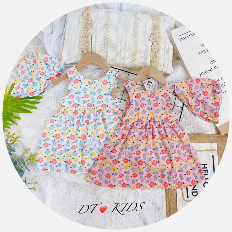 [SALE BỎ MẪU] - Váy bé gái - Váy hoa kèm mũ cưng xỉu, đáng yêu cho bé gái (05- 15kg) - TIỆM NHÀ SU