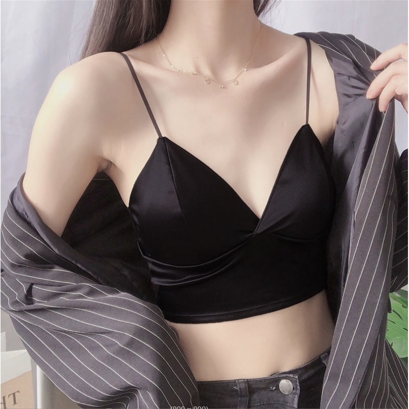 Áo bra nữ satin hai dây, thiết kế đơn giản, trẻ trung, dễ phối đồ, phù hợp 55kg trợ lại  (MS 04062) Anna Shop