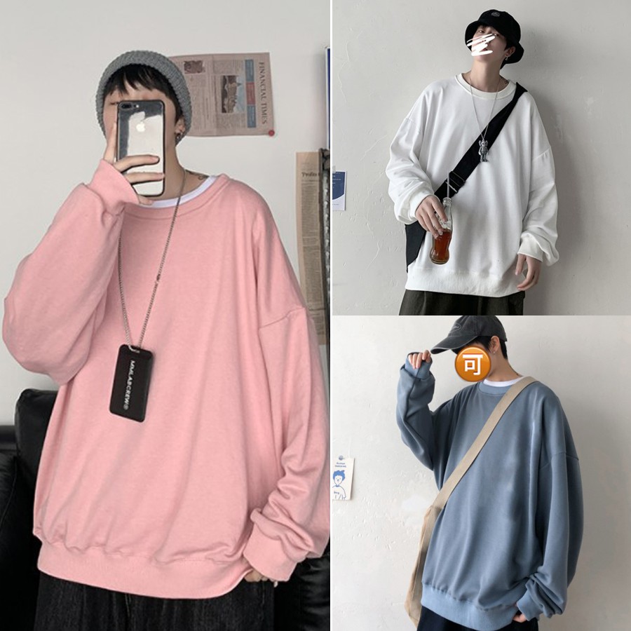 Áo sweater trơn dáng rộng unisex nhiều màu siêu hot