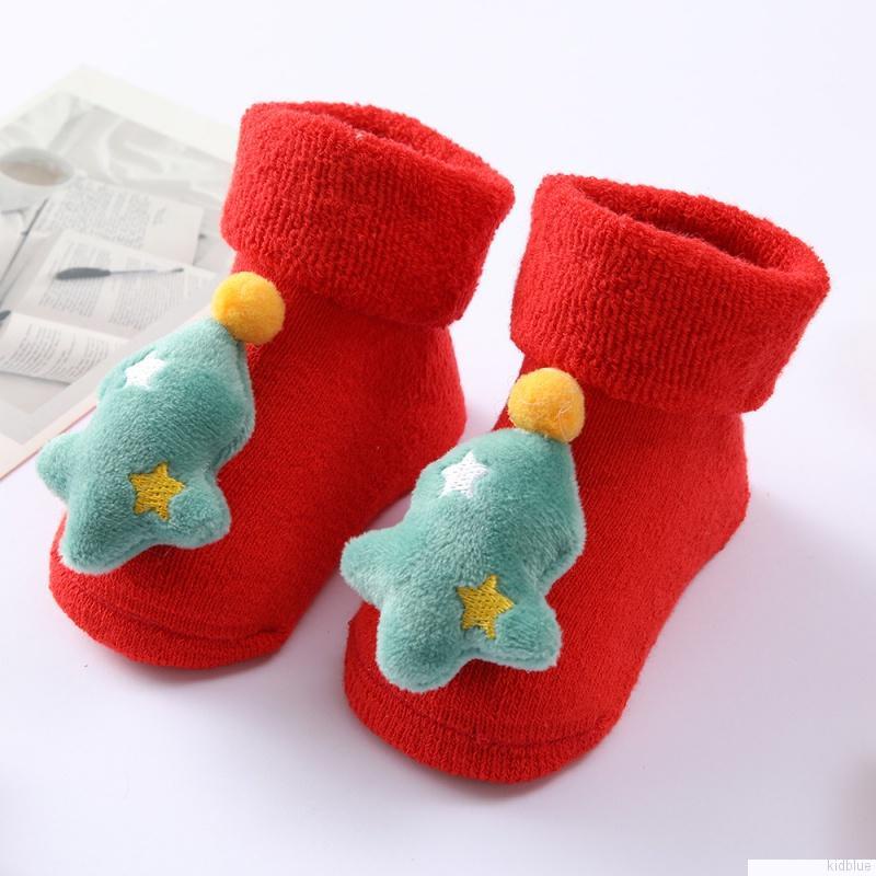 Vớ cotton hoạt hình Giáng sinh dễ thương chống trượt cho bé sơ sinh 0-1 tuổi