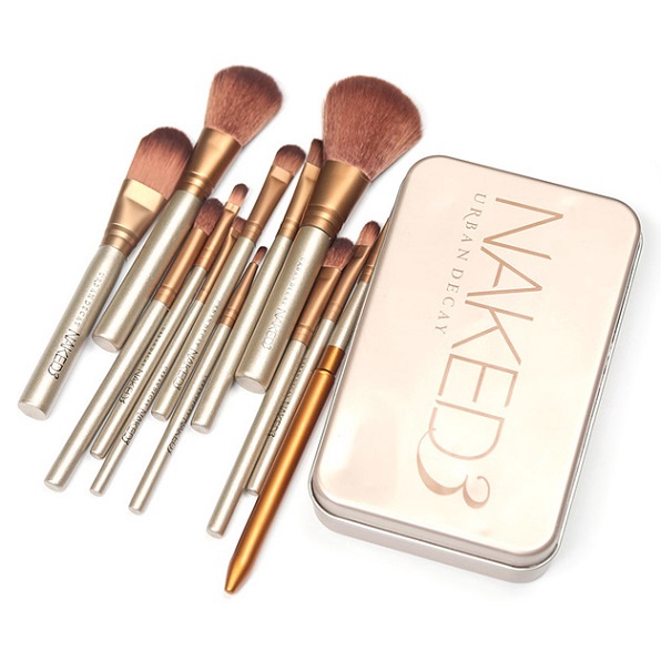 Bộ 12 Cọ Trang Điểm NAKED3 Hộp Thiếc Sang Trọng Tiện Lợi