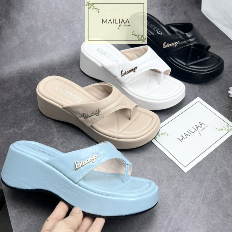 Dép đế xuồng 6 phân MAILIAA mã 001 quai xỏ ngón gắn chữ 5 màu