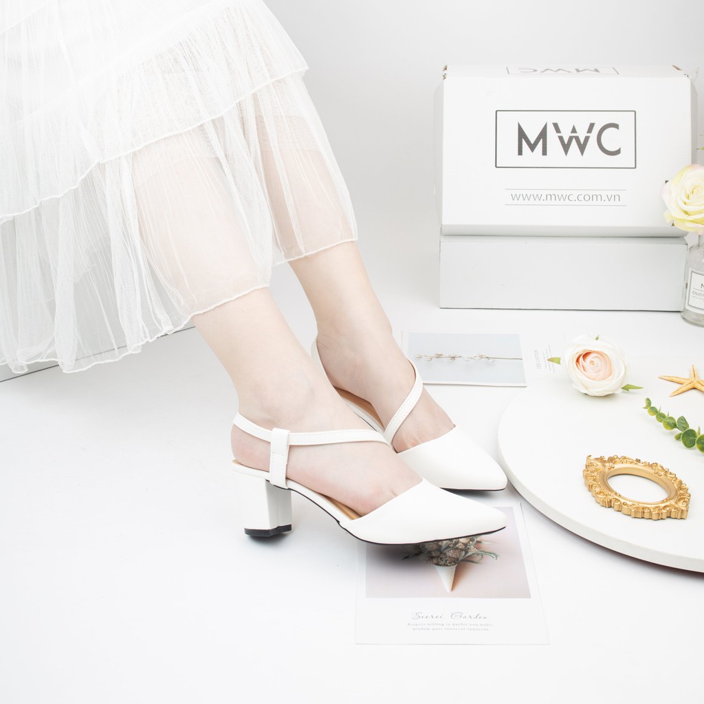 Giày Sandal Cao Gót Đế Vuông 5CM Quai Chéo Siêu Xinh MWC 3593
