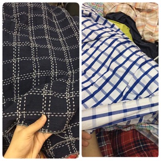 Vải kate silk kẻ và thô đũi kẻ