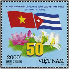 Tem sưu tập MS 1001 Tem Việt Nam Kỷ niệm 50 năm thiết lập quan hệ ngoại giao Việt Nam Cuba 2010