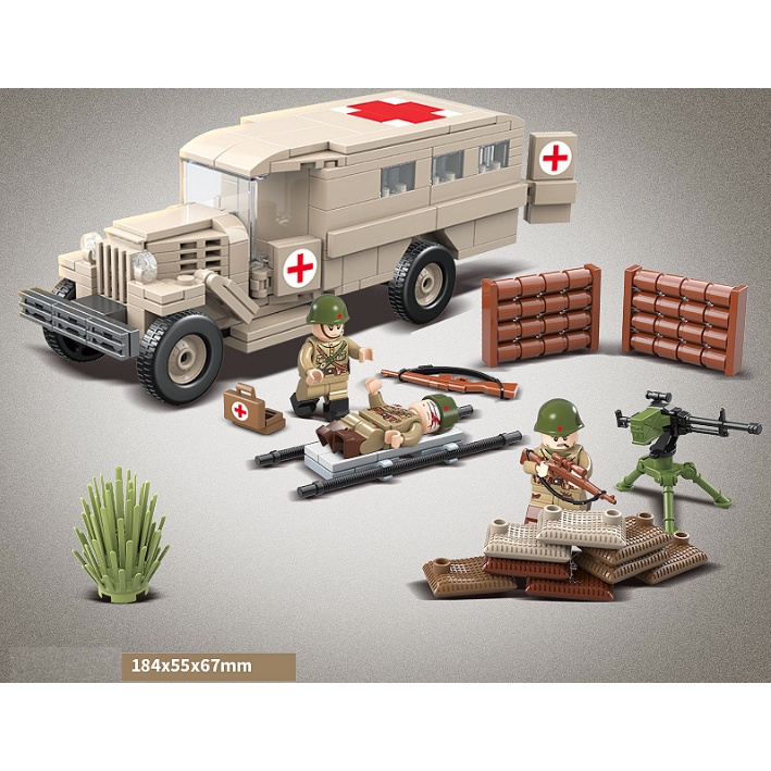 Set 334 Mô Hình Xe Cứu Thương WW2 GAZ-55 Mới
