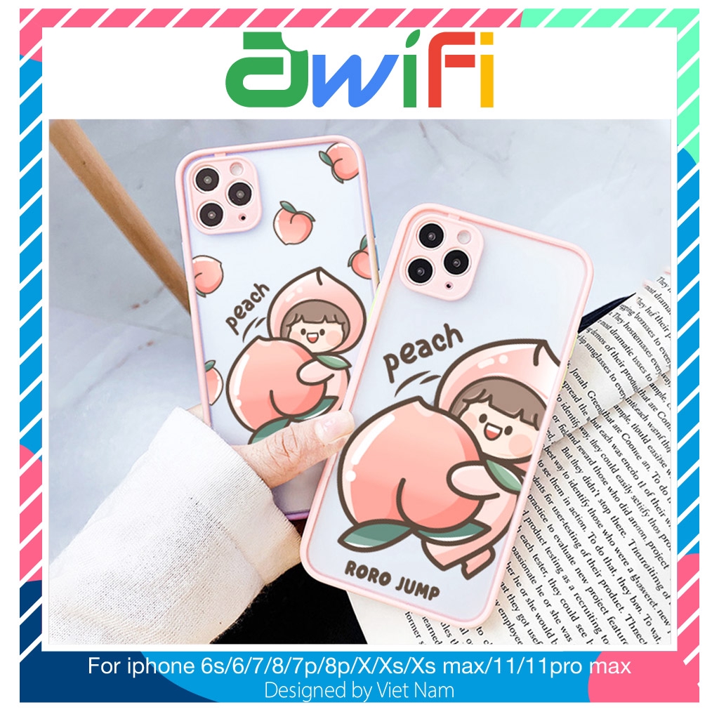 Ốp lưng iphone nhám Roro peach 5/5s/6/6plus/6s/6splus/7/7plus/8/8plus/x/xr/xs/11/12/pro/max/plus/promax - Awifi T3-13