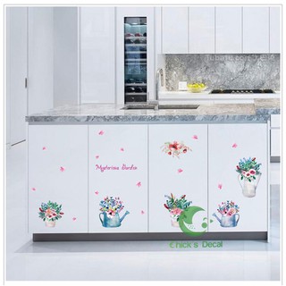 Decal dán tường hình bình hoa trang trí