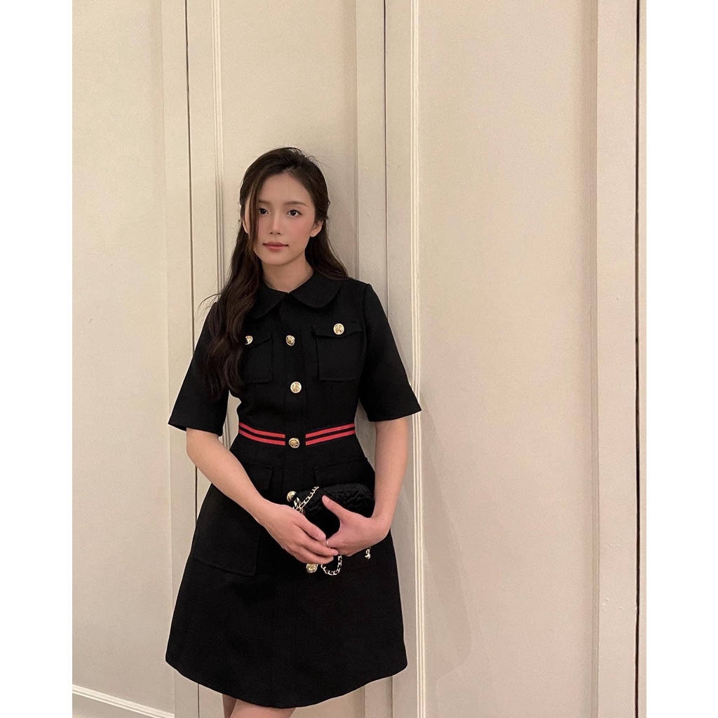 Đầm cổ sen túi hộp thắt nơ💖 KÈM ẢNH THẬT