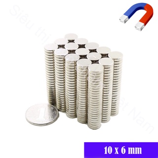 10 viên Nam châm viên 10x6mm, nam châm đất hiếm có lực từ mạnh