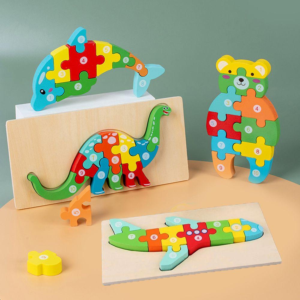Đồ Chơi Xếp Hình Xe Buýt Khủng Long Bằng Gỗ Cho Trẻ Em