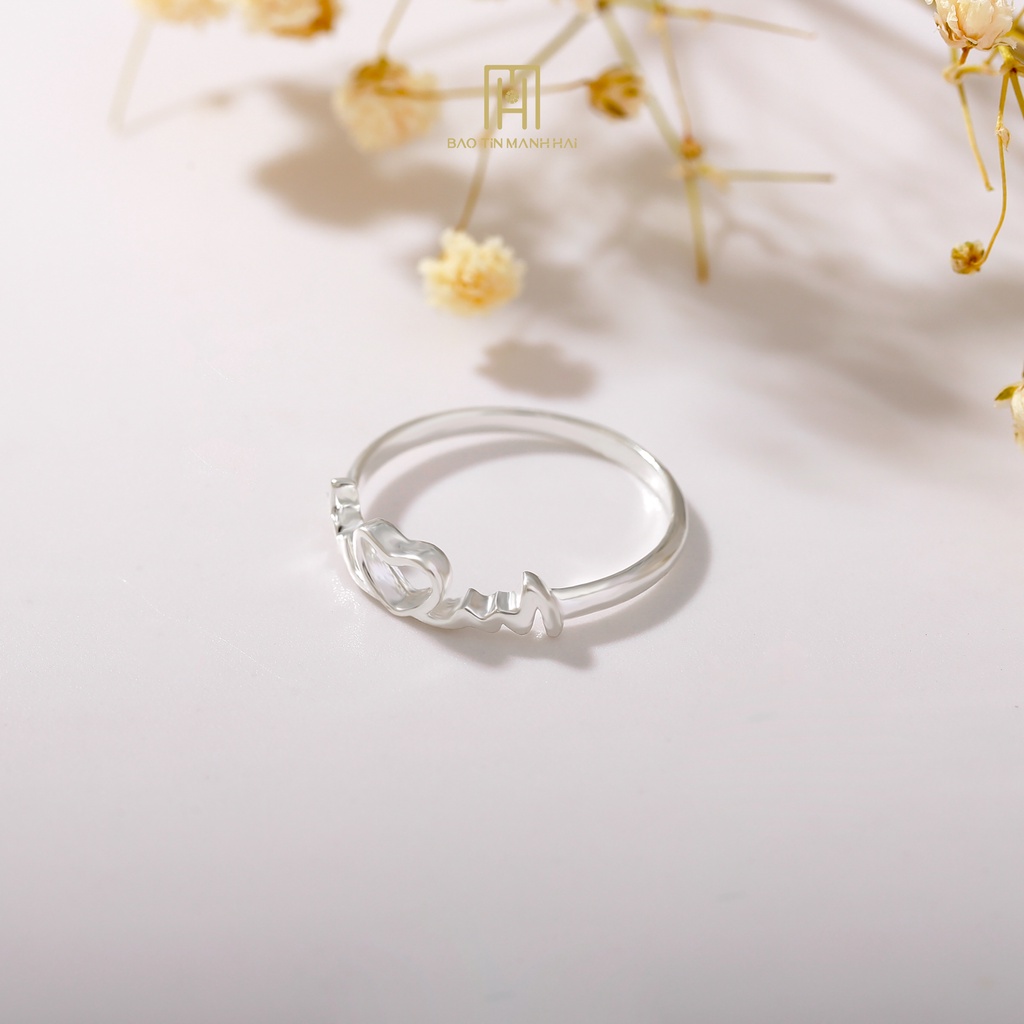 Nhẫn bạc nữ trơn hình nhịp tim NB37 Bảo Tín Mạnh Hải
