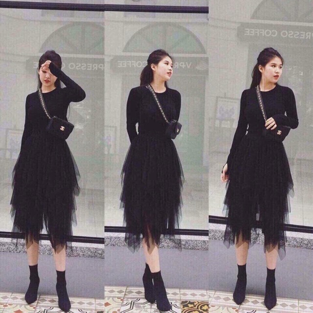 Chân váy xoè tua rua nhiều tầng