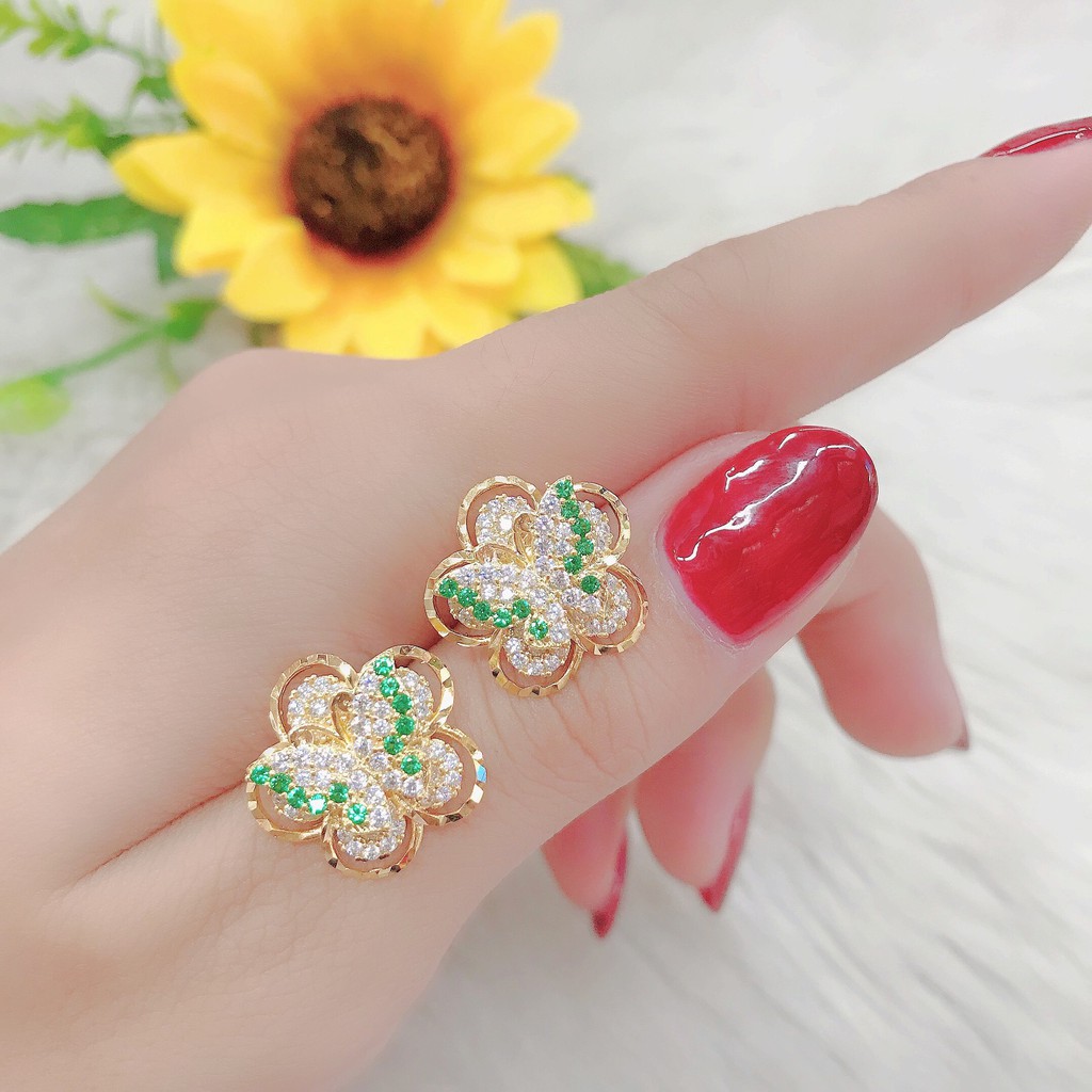 Bông tai nữ đính đá trắng UHA , chuôi cài chắc chắn, kiểu dáng hiện đại, thu hút, sang trọng