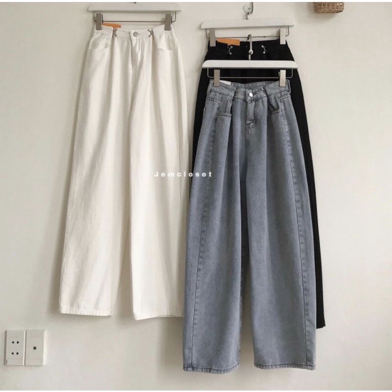 [FREESHIP] Quần Jean Ống rộng chỉnh eo kiểu Unisex*CANDYSHOP68* | BigBuy360 - bigbuy360.vn