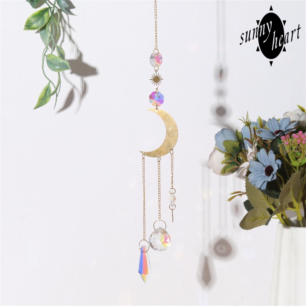 Chuông Gió Treo Trang Trí Hình Ngôi Sao/Mặt Trăng/Mặt Trăng Bằng Pha Lê Giả Kim Loại Chống Trầy Xước