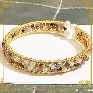 Vòng Tay Handmade 14k Đá Tourmaline Bản Cao Cấp - Tâm Phong Thủy