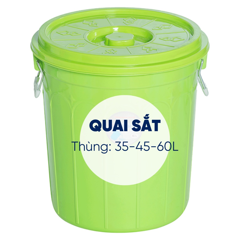 Thùng nhựa có nắp 45L Việt Thành dùng đựng nước, đựng gạo nhựa chính phẩm bền chắc lâu phai màu của gia dụng Du Thủy