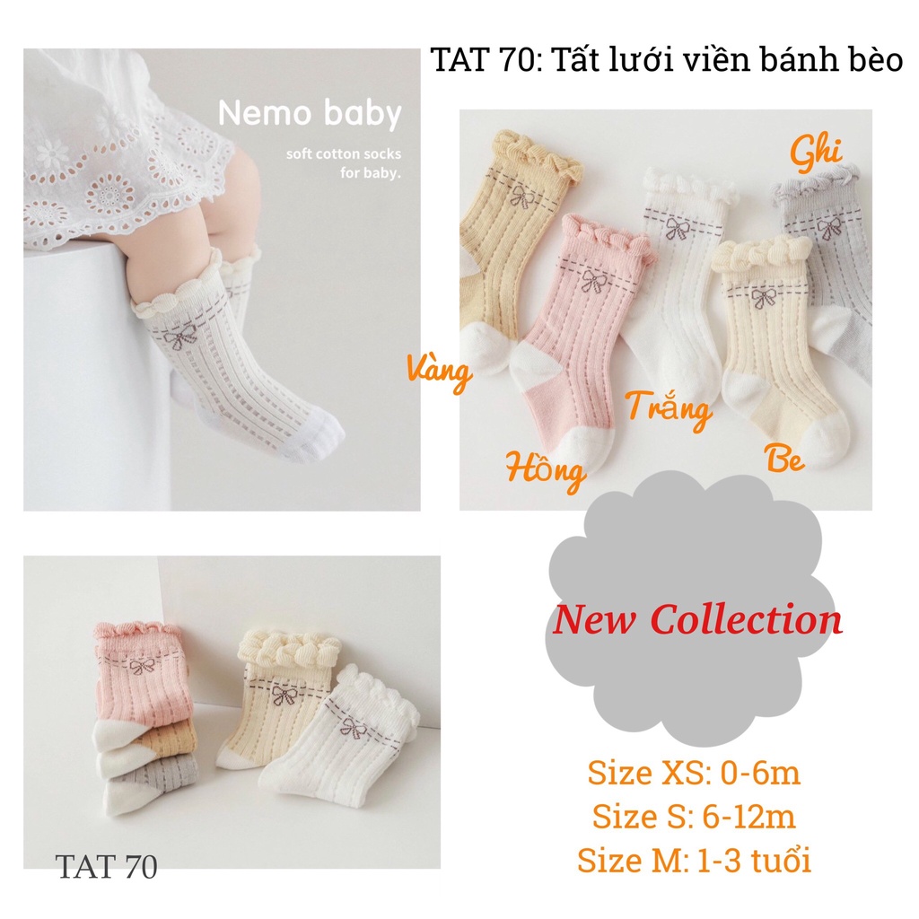 TAT 70: Tất lưới viền bánh bèo cực xinh cho bé