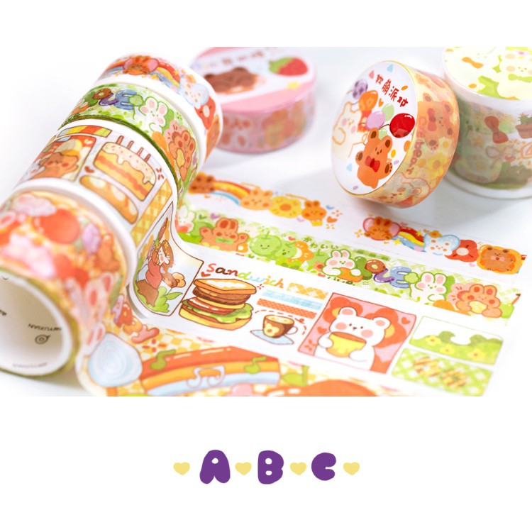 STI37 Cuộn washi tape băng dính washi size nhỏ 1.5cm dài 3m