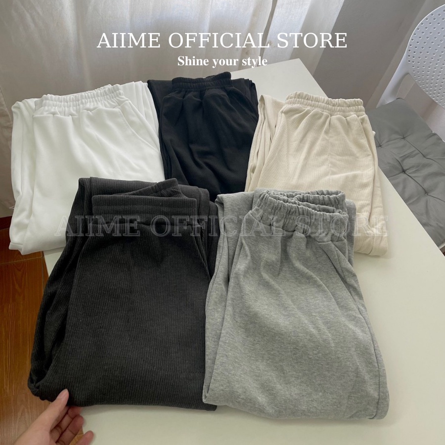 Quần jogger nữ bo gấu unisex chất len tăm/ Quần len tăm nữ bo gấu
