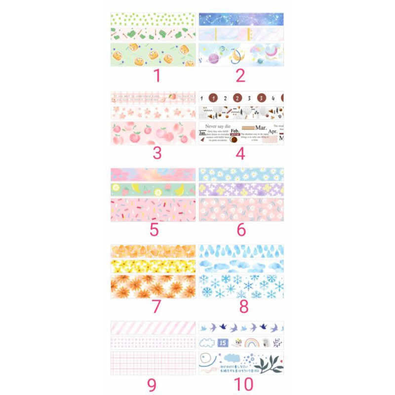 Set 3 cuộn băng dính washi tape 1439