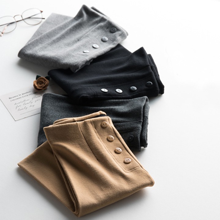 Quần Legging nữ Cạp Cao Đính 5 Cúc - Hàn Quốc