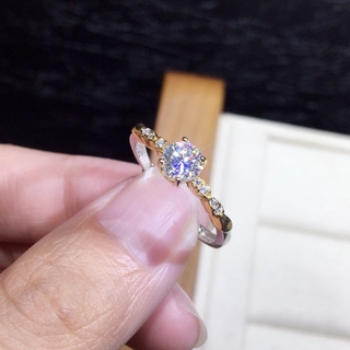 Nhẫn đính hôn mạ vàng đính đá zircon thời trang dành cho nữ