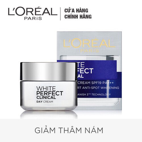 Kem Dưỡng Da Trắng Mịn Và Giảm Thâm Nám Ban Ngày L'Oreal Paris White Perfect Clinical SPF19/PA+++ 50ml