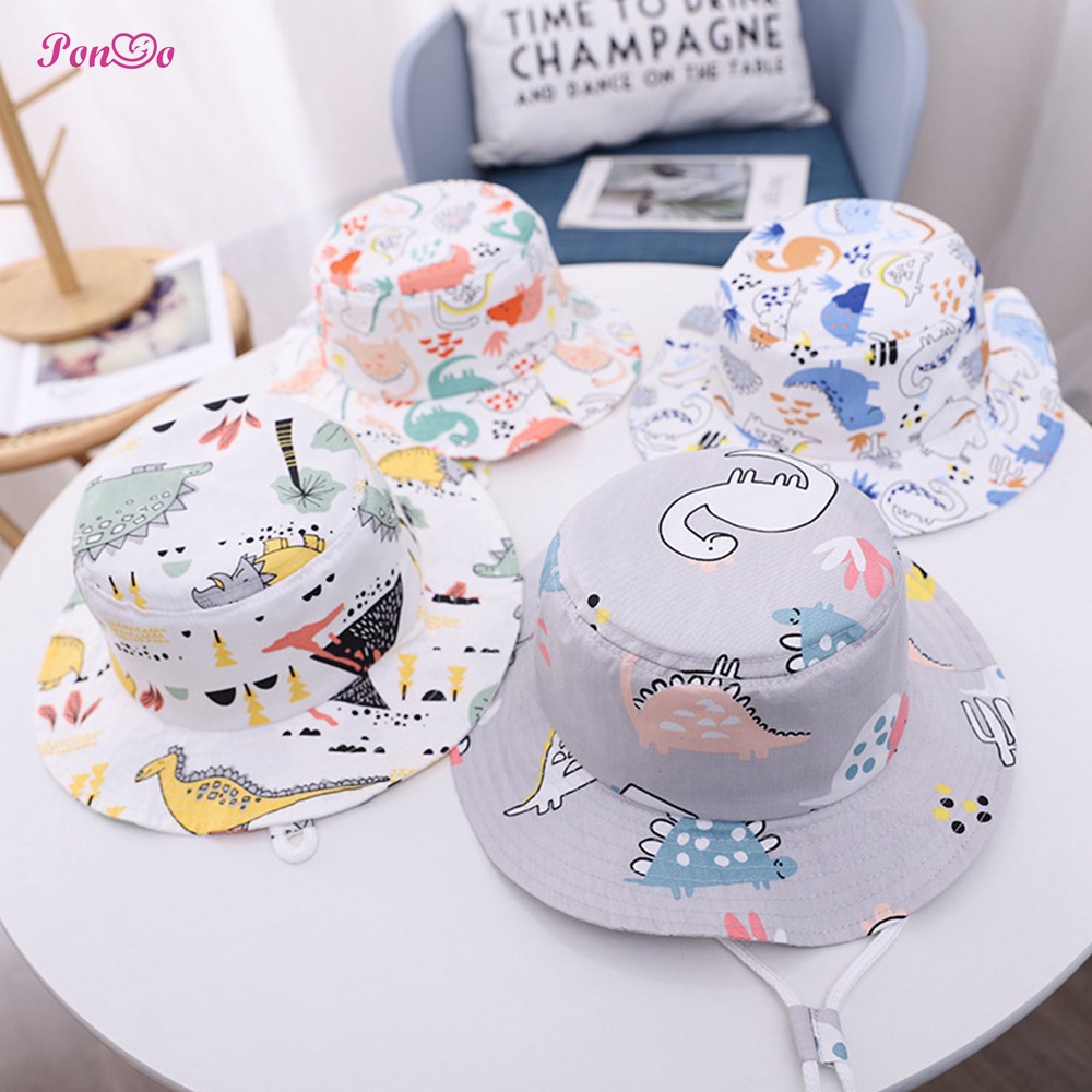 Nón Bucket Chất Cotton Hoạ Tiết Hoạt Hình Đáng Yêu Cho Bé 1-5 Tuổi