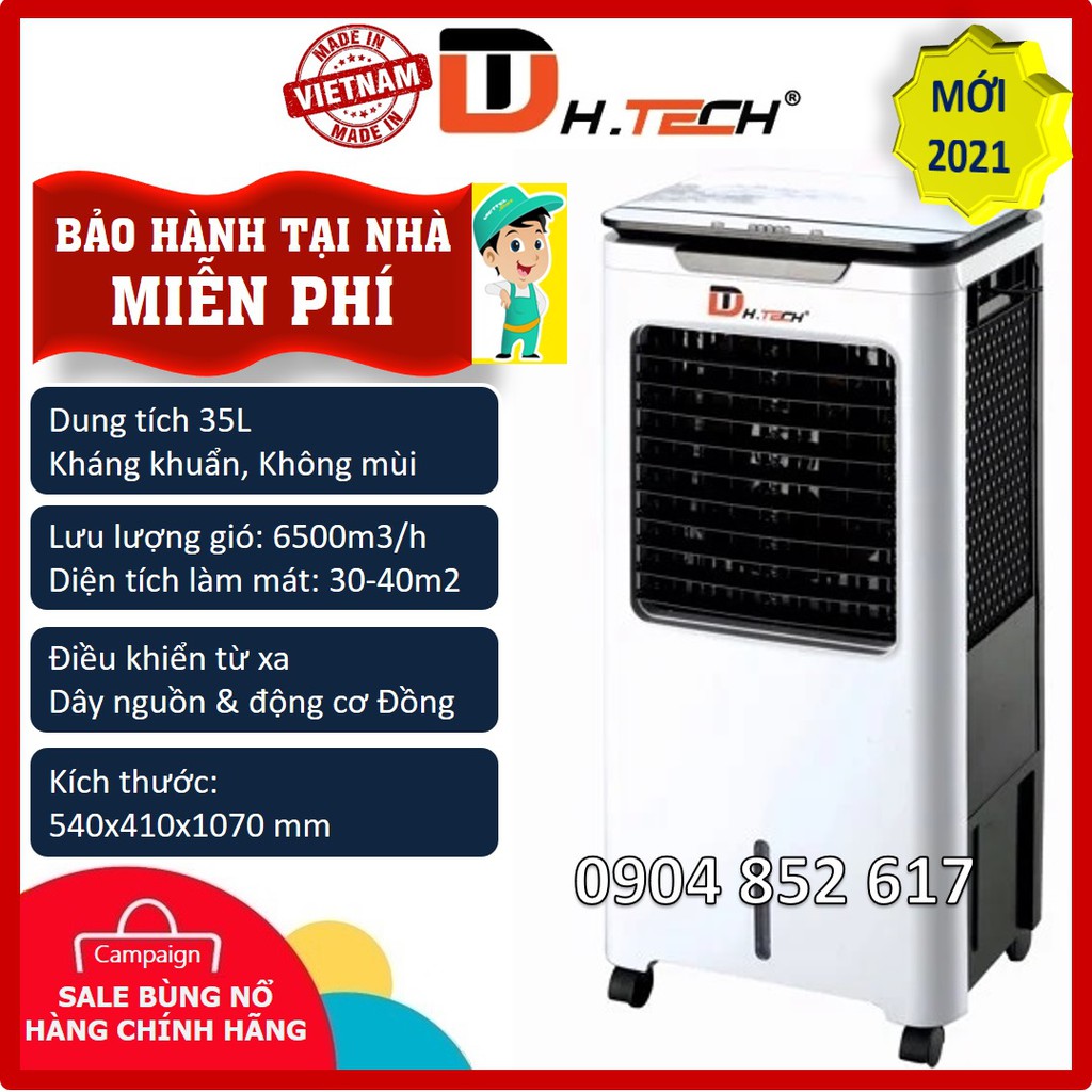 Bảo hành tại nhà Quạt điều hòa làm mát hơi nước kháng khuẩn không mùi 35L H-Tech Đạt Tường, SX Viêt Nam DT07 C07