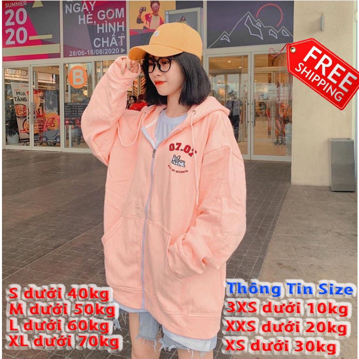 [Freeship] áo khoác hoodie nữ form rộng có dây kéo 0707 - shop lv