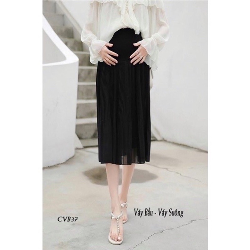Chân Váy Bầu MIDI Hàng Thiết Kế Cho Mẹ, Váy 2 Lớp Hàng Chuẩn Đẹp CV05