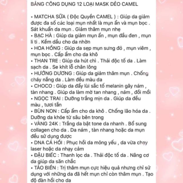 Mặt Nạ Mask Dẻo CAMEL HOUSE Handmade | Thế Giới Skin Care