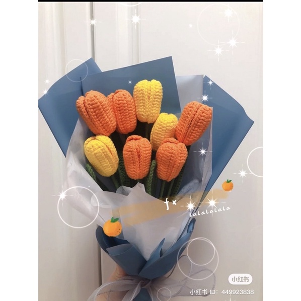 Hoa len handmade-Hoa tulip len