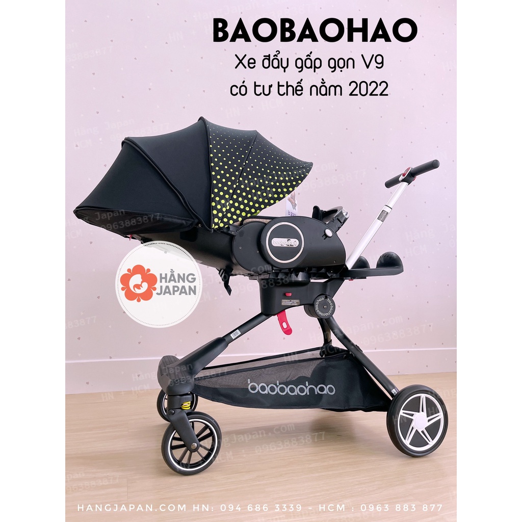 Xe đẩy cho bé Baobaohao V9 gấp gọn có tư 3 tư thế nằm, ngả,ngồi đẩy 2 chiều cho trẻ sơ sinh từ 0-5 tuổi