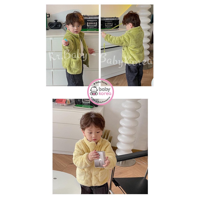 Áo khoác lông mềm mịn ấm áp made in Korea cho bé thời trang trẻ em BABYKOREA
