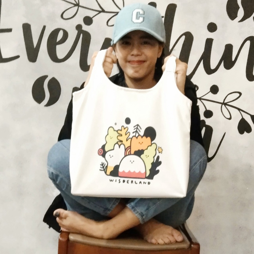 Túi tote, vải canvas 100% poli cao cấp, phong cách thời trang ulzzang, có khoá miệng xịn xò 5 CÂY NẤM mã K37