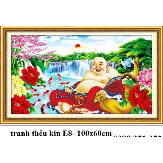 Tranh thêu chữ thập thêu kín Phật di lạc  E8 100*60cm