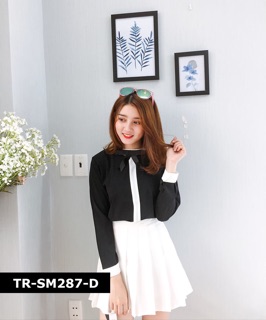 ÁO SƠMI NỮ PHỐI ĐEN TRẮNG