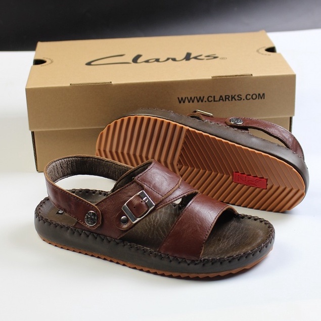 Dép Sandal CLarks Quai Ngang Nam Da Bò Thật .Sandal 2 Quai ( LKSD2Q)