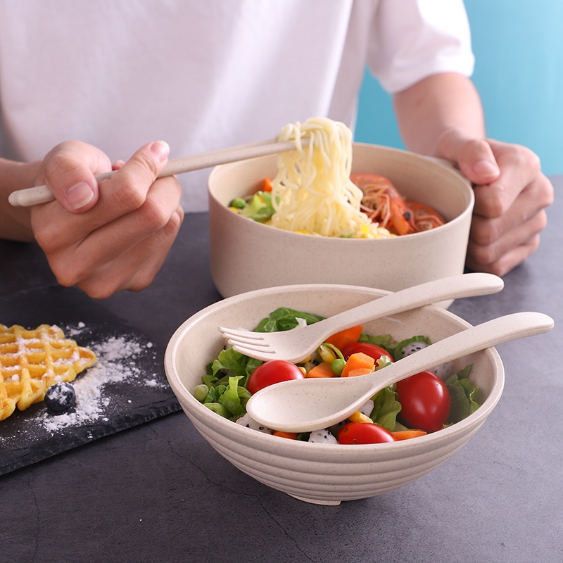 Bộ tô muỗng đũa chất liệu lúa mạch phong cách Nhật Bản độc đáo