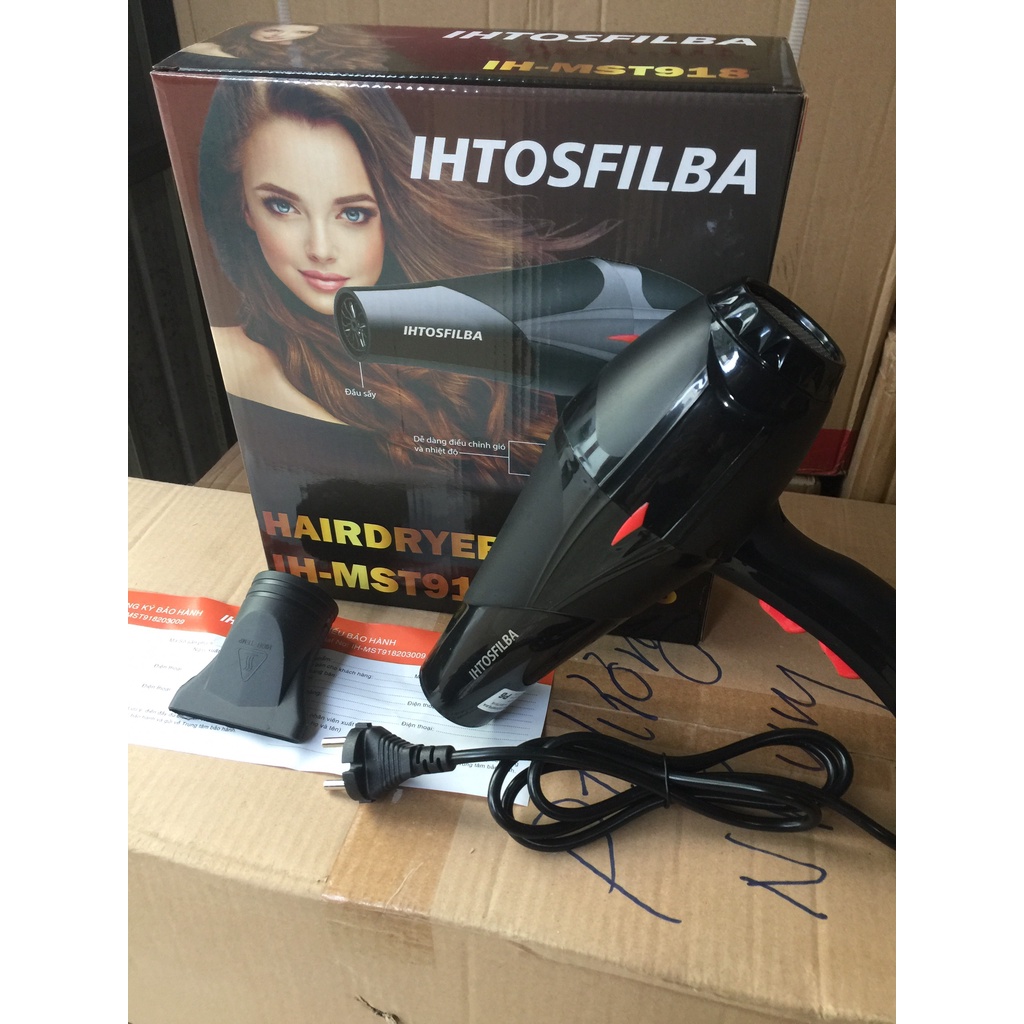Máy Sấy Tóc IHTOSFILBA IH-MST918(P6) Tạo Kiểu 2 Chiều Nóng Lạnh Công Suất Lớn, Hàng chính hãng