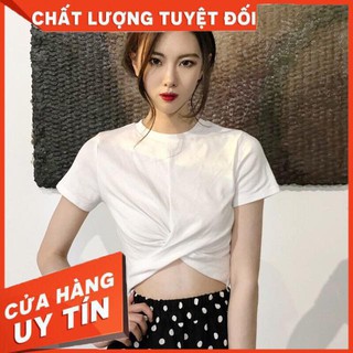 [HÌNH THẬT] ÁO THUN CROPTOP XOẮN EO