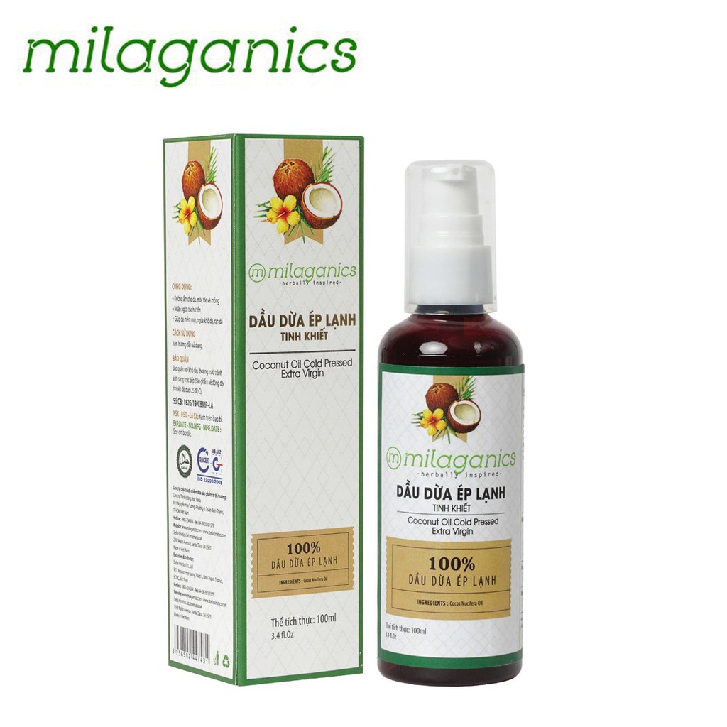 DẦU DỪA ÉP LẠNH TINH KHIẾT MILAGANICS 100ML