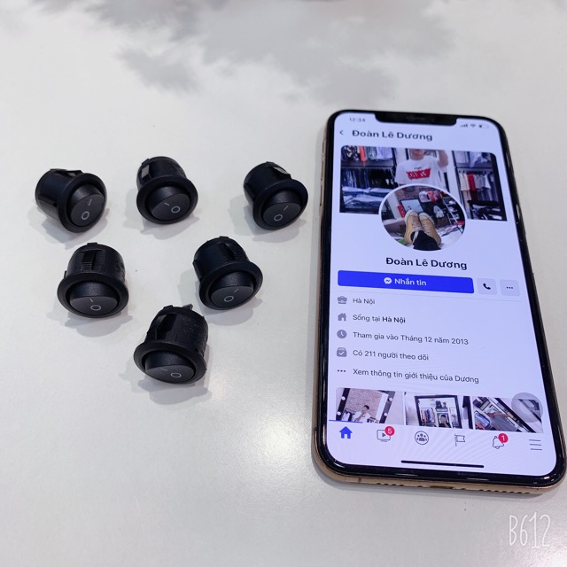 Công tắc bập bênh tròn đen trắng ON - OFF 2 chân