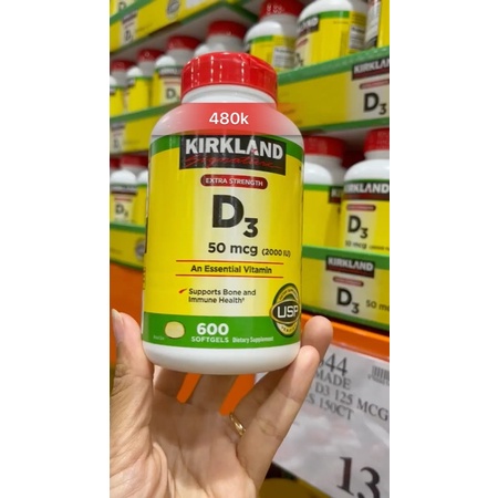 Vitamin D3 Kirkland hộp 600 viên của Mỹ